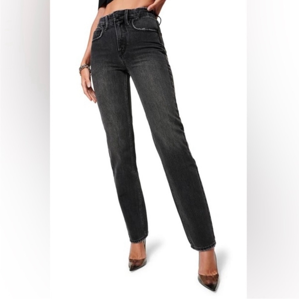 Good American Good '90s Icon Straight Leg Jeans In Black251 Size 18 NWT